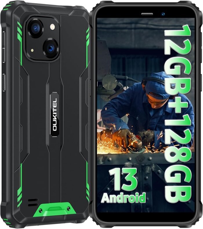 OUKITEL WP32 Rugged Smartphone - 6300mAh Rugged Phone Android 13 Cell Phone, 12GB RAM+128GB ROM, Dual Sim, 6 inches Big Screen Phones, NFC/OTG, T-Mobile Compatible Rugged Smart Phone
