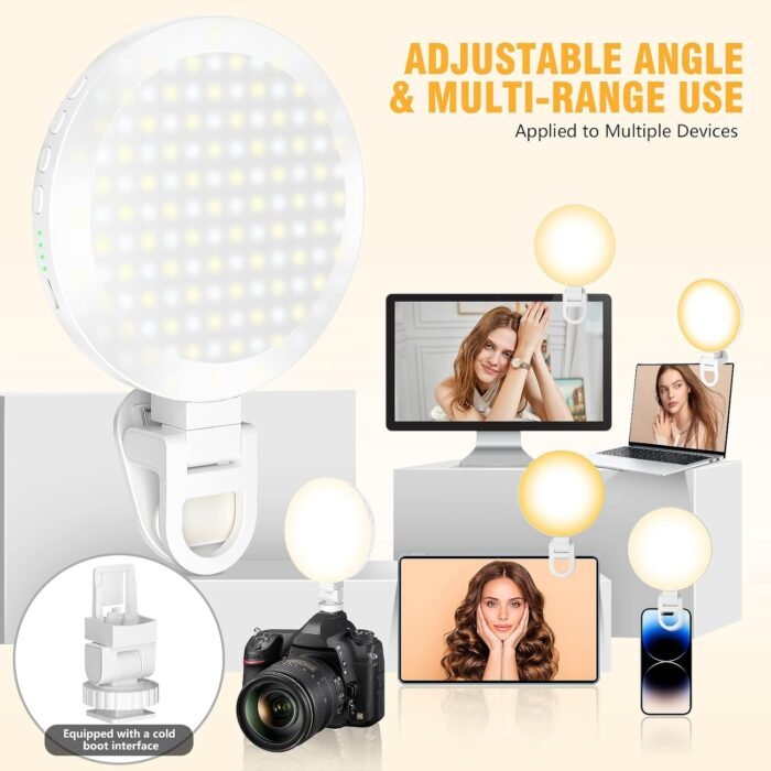 154 LED Phone Light, 5000Mah Rechargeable Selfie Light Clip Video Light, Adjusted 3 Light Modes, 10 Brightness Levels for Phone, Camera, Laptop, iPad, Light for Makeup, Video Conference, TikTok, Vlog - Image 2