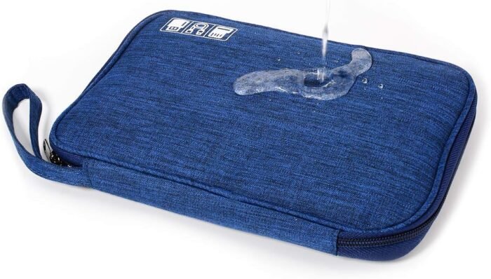 Electronic Organizer Travel Universal Cable Organizer Electronics Accessories Storage Bag Gadget Gear Cases for iPad Mini, Kindle, Smartphone, Cable, Charger, Power Bank, USB, SD Card (Blue)… - Image 6