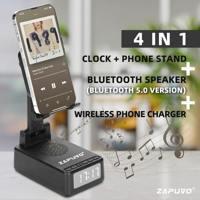 Bluetooth Speaker with Phone Wireless Charging Phone Stand, Men Gifts for Dad Christmas Xmas from Daughter Son, Husband Him Anniversary Birthday Gifts from Wife, Cool Gadgets Stocking Stuffers - Image 2