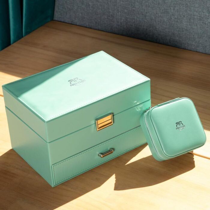 AnuClub Small Jewelry Box, Travel Jewelry Organizer Boxes for Women Portable PU Leather Jewellery Storage Case with Mirror for Earring Ring Necklace - Image 9