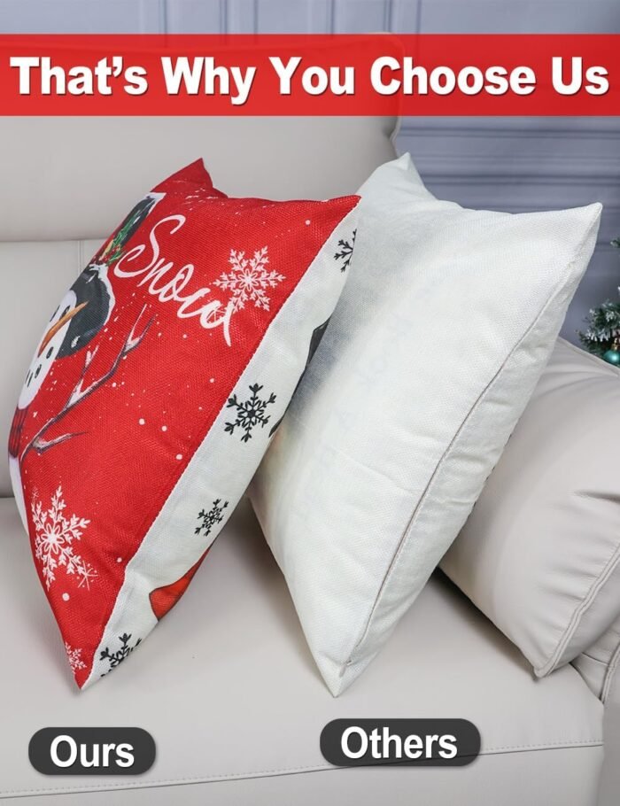 Christmas Decorations Set of 4 Double-Sided Print Christmas Pillow Covers 18" x 18", with 8 Cute Christmas Decor Patterns, Throw Pillow Covers Perfect for Christmas and Home Decor - Image 4