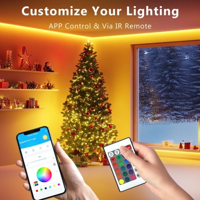 DAYBETTER LED Lights for Bedroom 132ft (2 Rolls of 65.6ft), Music Sync Color Changing Strip Lights with Remote, 24V Power Supply, Classroom Lighting, Room Decor for Teen Girls Boys Birthday Gifts - Image 2
