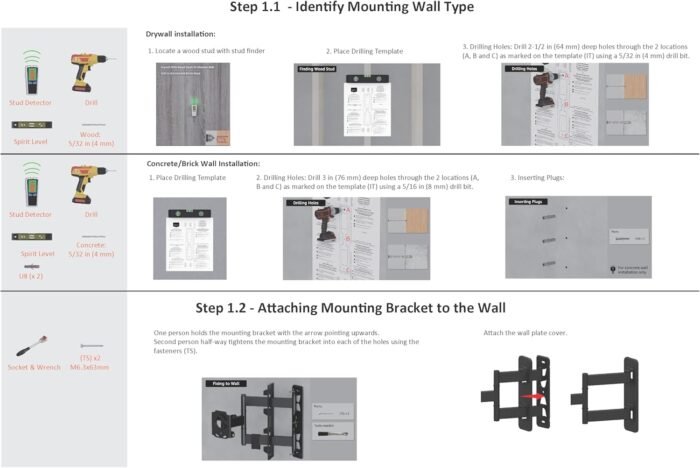 Amazon Basics Full Motion Articulating TV Wall Mount, with Swivel and Tilt, for 26" to 55" TVs and Flat Panels up to 80 Lbs, VESA Compatible, Black - Image 9