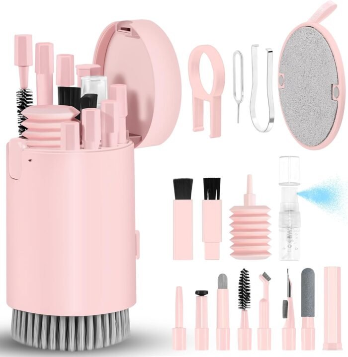 Laptop Phone Screen Cleaner Kit, Computer Keyboard Brush Cleaning Spray for iPhone AirPods MacBook iPad, 20-in-1 Electronic Device Clean Tool for Camera PC Monitor Earbud TV Tablet Car Screens