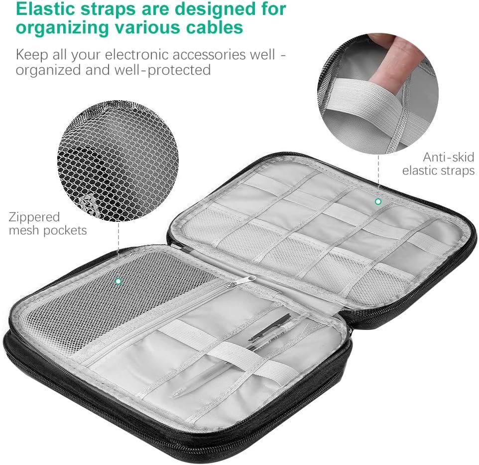 HCFGS Electronics Organizer Travel Case,Travel Cord Organizer Travel Cable Organizer Bag,Charger Organizer,Tech Organizer as Travel Accessories for Charger,Phone,Hard Drive,USB Cable-Black - Image 2