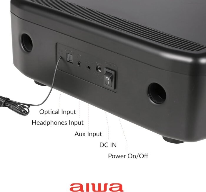 AIWA Exos Home Speaker, Premium 30W RMS Sound System with CD Player, Bluetooth Connectivity, FM Radio, Optical Digital Input, Dual 1” Tweeters + Dual 2” Bass Units, IR Remote Control - Image 4