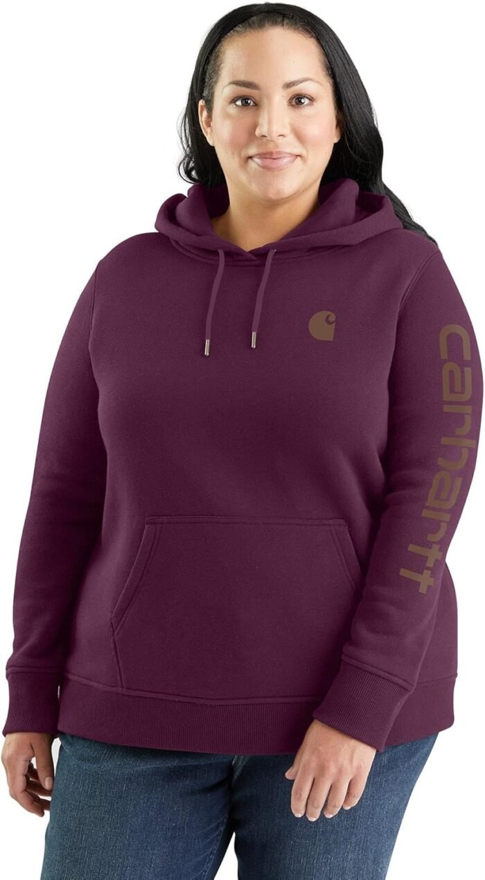 Carhartt Women's Relaxed Fit Midweight Logo Sleeve Graphic Sweatshirt - Image 3