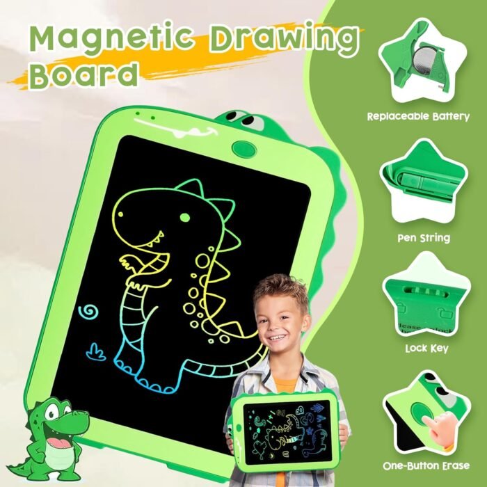 LCD Writing Tablet for Kids, Colorful Toddlers Toys Drawing Board, Educational Kid Toys, Doodle Pad Dinosaur Toys for 2 3 4 5 6 7 8 Year Old Boys Girls Birthday Party Christmas Gifts,8.5inch - Image 4