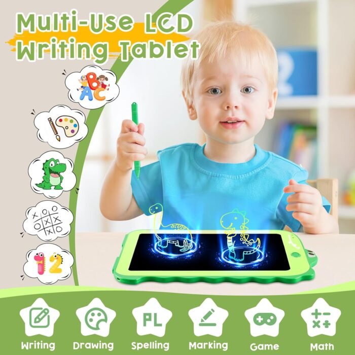 LCD Writing Tablet for Kids, Colorful Toddlers Toys Drawing Board, Educational Kid Toys, Doodle Pad Dinosaur Toys for 2 3 4 5 6 7 8 Year Old Boys Girls Birthday Party Christmas Gifts,8.5inch - Image 2