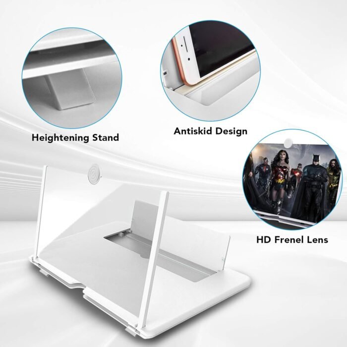 16 inch Screen Magnifier for Cell Phone 3D Magnifier Screen Enlarger for Movies,Videos,Reading,Gaming-Screen Amplifie with Foldable Phone Stand Holder. Compatible with All Smartphones-White - Image 4