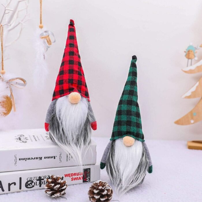 Gnomes Christmas Decorations 3PC Handmade Santa Scandinavian Tomte Plush Gnom, Home Tabletop Ornaments Christmas Gnome Decor for Adults. - Image 5