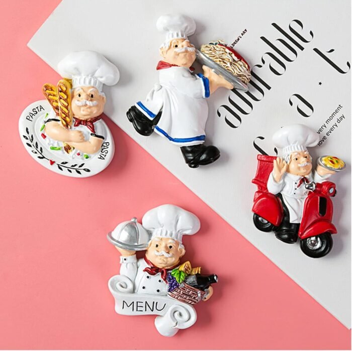 Lyellfe 10 Pieces Chef Fridge Magnets, Cute Italian Chef Magnets for Refrigerator, Funny Kitchen Chef Figurine Decorations, 3D Resin Baker Refrigerator Stickers for Whiteboard, Map, Cabinets - Image 6