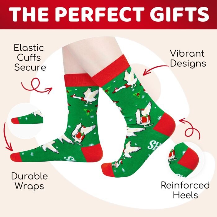 HAPPYPOP Christmas Gifts Stocking Socks for Teens - Secret Santa Socks Xmas Stocking with Greeting Card for Goose Lovers Christmas Geese Gifts - Image 4