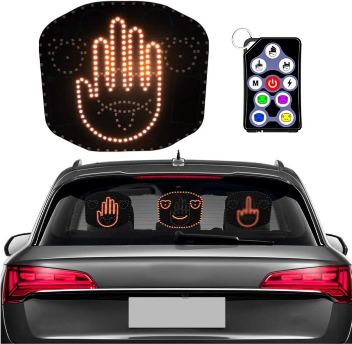 Rechargeable Car Finger Light and Expression Light, Hand Finger Light with Remote, Car Gesture Light to Express Yourself, Fun Truck Accessories, 2 in 1 Ideal Cool Car Accessories Gadgets Gift