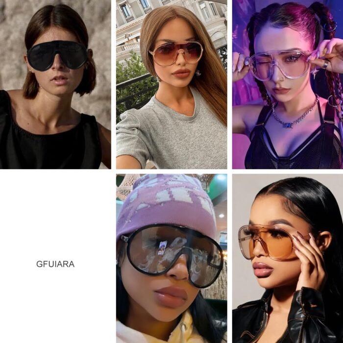 Trendy Oversized Sunglasses for Women Men Fashion Shield Aviator Sun Glasses UV400 Protection Goggles - Image 3