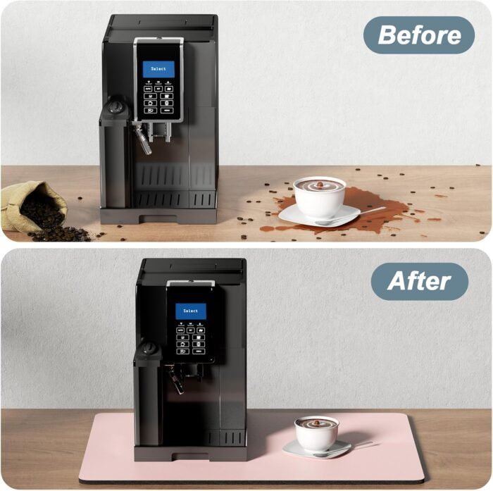 Rnivvi Coffee Mat, 12"x19" Coffee Bar Mat for Coffee Station Accessories and Organizer, Hide Stain Anti Absorbent Dish Drying Pad for Kitchen Counter, Cute Coffee Bar Decor Coffee Machine Mat, Pink - Image 6
