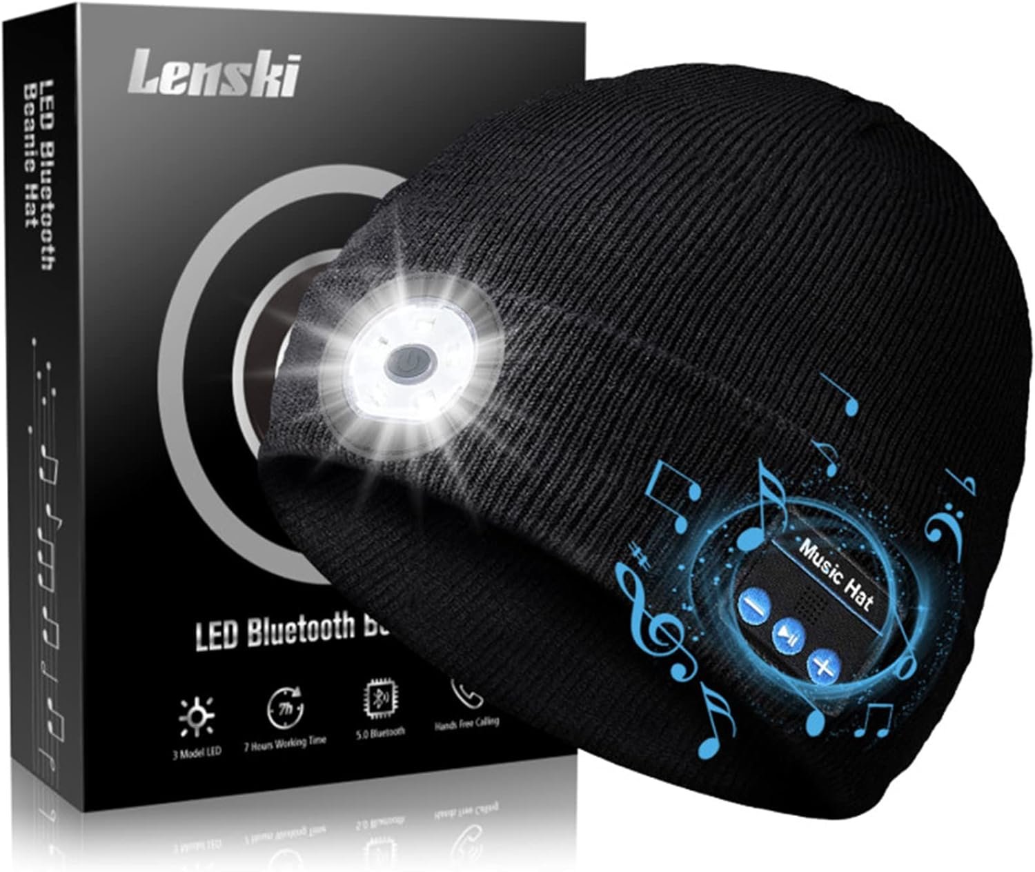 Lenski Stocking Stuffers for Adults Men, Dad Gifts for Men, Bluetooth Beanie Hats, Mens Gifts for Dad Him Grandpa Husband