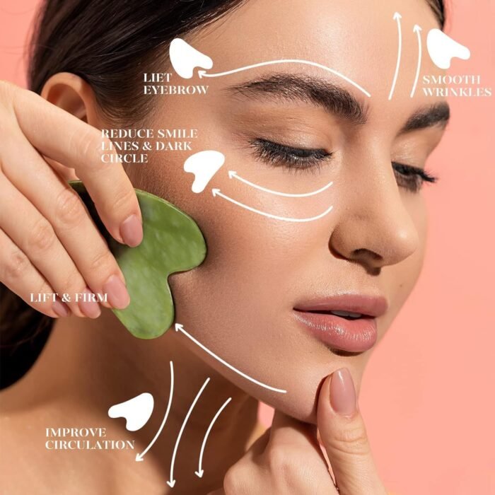 BAIMEI Jade Roller & Gua Sha, Face Roller, Facial Beauty Roller Skin Care Tools, Self Care Gift for Men Women, Massager for Face, Eyes, Neck, Relieve Fine Lines and Wrinkles - Green - Image 6