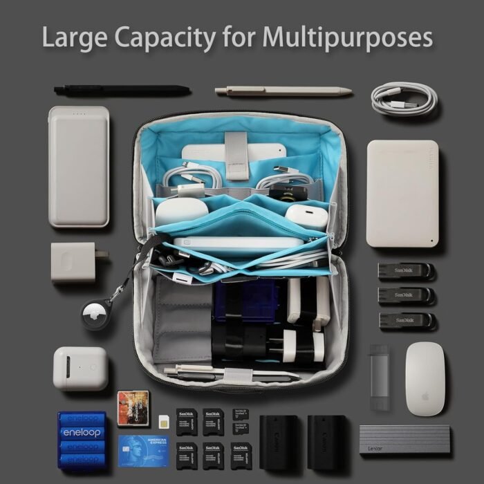 VanFn Electronics Travel Organizer Storage Bag, Travel Accessory Handle Bag, Gadgets Organizer Pouch, USB Cable Organizer, Travel Friendly Electronics Organizer P.Travel Series - Image 6