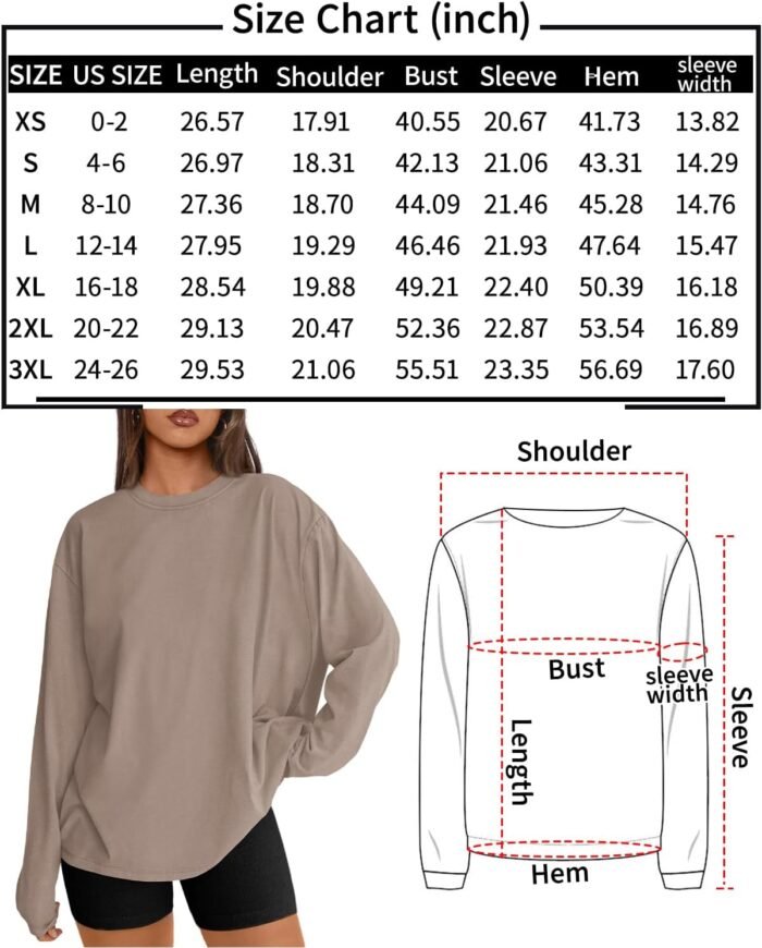Trendy Queen Womens Oversized Long Sleeve T Shirts Basic Crewneck Tee Fall Tops Casual Workout Fashion Casual Y2K Clothes - Image 6