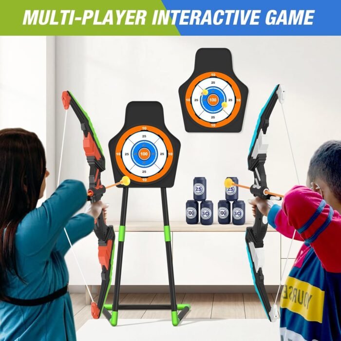 2 Pack Bow and Arrow for Kids, LED Light Up Archery Set with 24 Suction Cup Arrows, 1 Standing Target, 6 Score Targets & 2 Quiver, Indoor Outdoor Sport Gifts for Boys Girls Ages 4-12 - Image 6