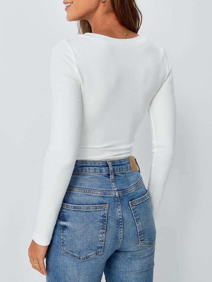 AUTOMET Womens Long Sleeve Shirts Fall Outfits Fashion Tops V Neck Ribbed Basic Casual Clothes Winter Underscrub - Image 4
