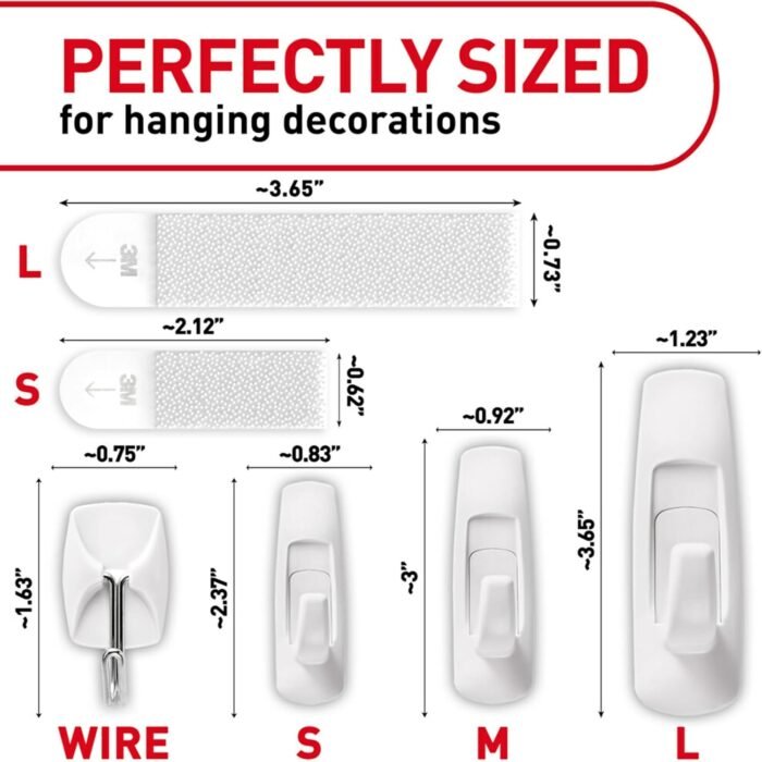Command Variety Pack, Including 10 Pairs of Picture Hanging Strips, 6 Wire Hooks and 8 Utility Hooks for Hanging Christmas Decorations, Damage Free Hanging Up to 19 Items with Command Strips, 1 Kit - Image 2