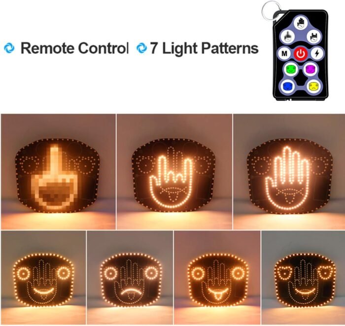 Rechargeable Car Finger Light and Expression Light, Hand Finger Light with Remote, Car Gesture Light to Express Yourself, Fun Truck Accessories, 2 in 1 Ideal Cool Car Accessories Gadgets Gift - Image 2