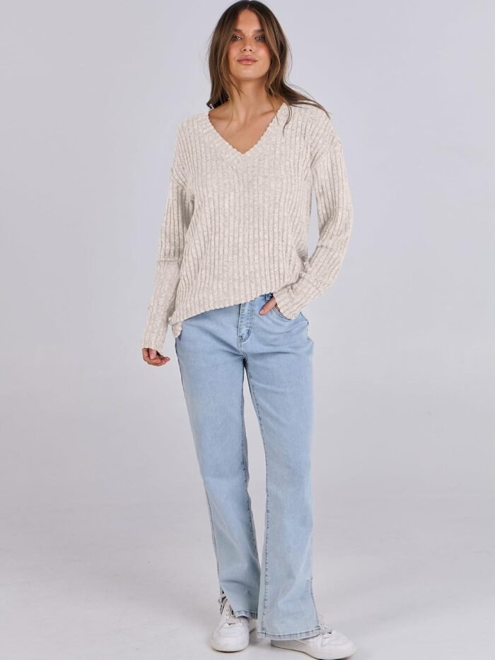 ANRABESS Long Sleeve Shirts for Women V Neck Casual Fall Tops Loose Fit Lightweight Sweaters Tunic Fashion 2024 Clothes - Image 6