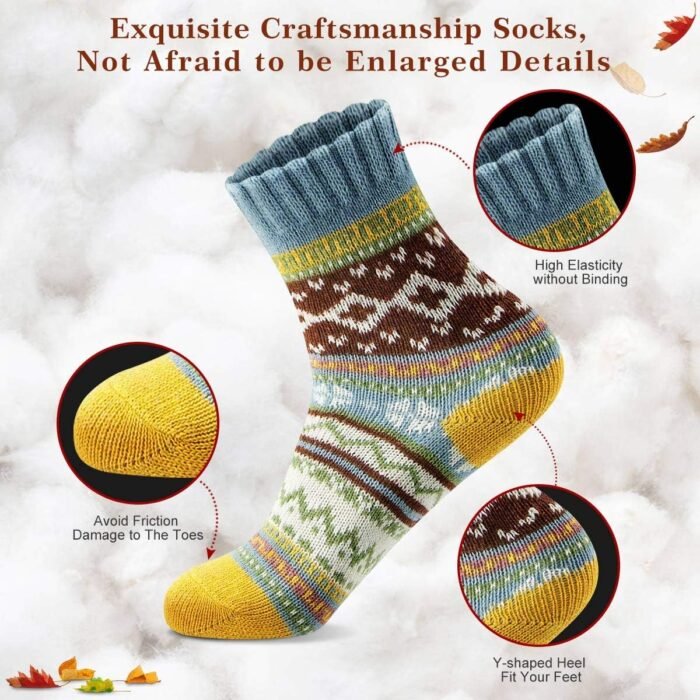 FYC Women Socks Winter - Gifts for Women - Warm Thick Soft Wool Socks Christmas Gifts Socks Cozy Crew Socks - Image 3
