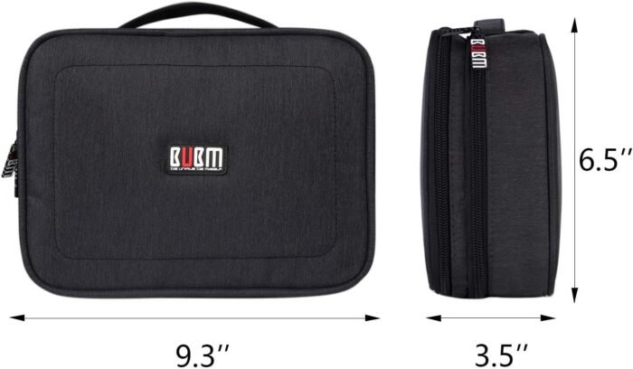 BUBM Electronic Organizer, Double Layer Travel Gadget Storage Bag for Cables, Cord, USB Flash Drive, Power Bank and More-a Sleeve Pouch for 7.9" iPad Mini(Medium,Black) - Image 6