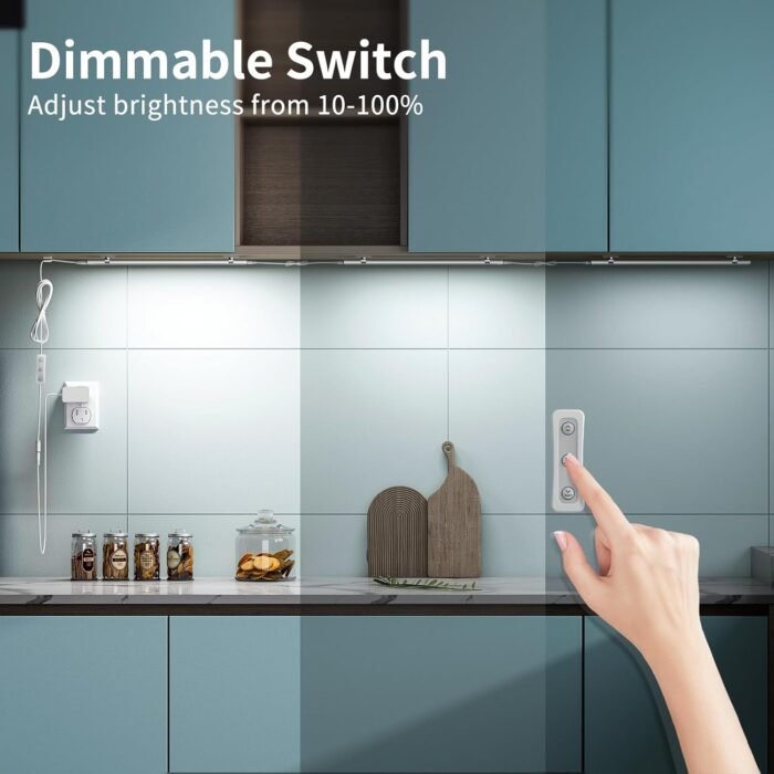 ASOKO Dimmable Led Under Cabinet Lighting for Kitchen - 6 Pcs 12 inches Linkable Led Counter Light Bars, Led Closet Light Warm White 2700K,DC24V 1320Lumens,18W Led Shelf Lighting (ETL Plug) - Image 5
