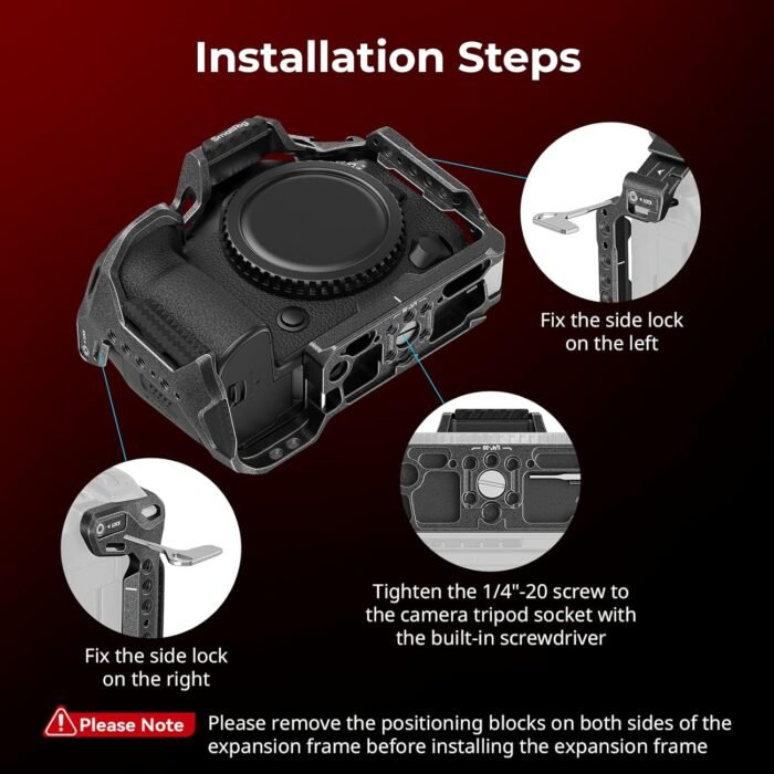 SMALLRIG Black Mamba Camera Cage for Canon EOS R5 Mark II, Aluminum Alloy Camera Rig with Cold Shoe, 1/4''-20 & 3/8''-16 Threaded Holes, Built-in Quick Release Plate for Arca-Type - 4975 - Image 4