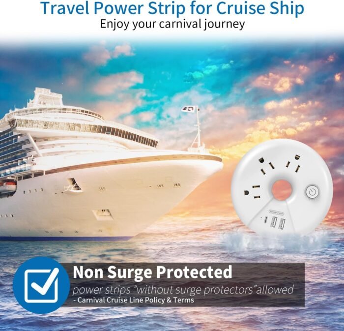Travel Power Strip, NTONPOWER 3 Outlets 3 USB Portable Desktop Charging Station Short Extension Cord 3ft for Office, Home, Hotels, Cruise Ship, Nightstand, White - Image 5