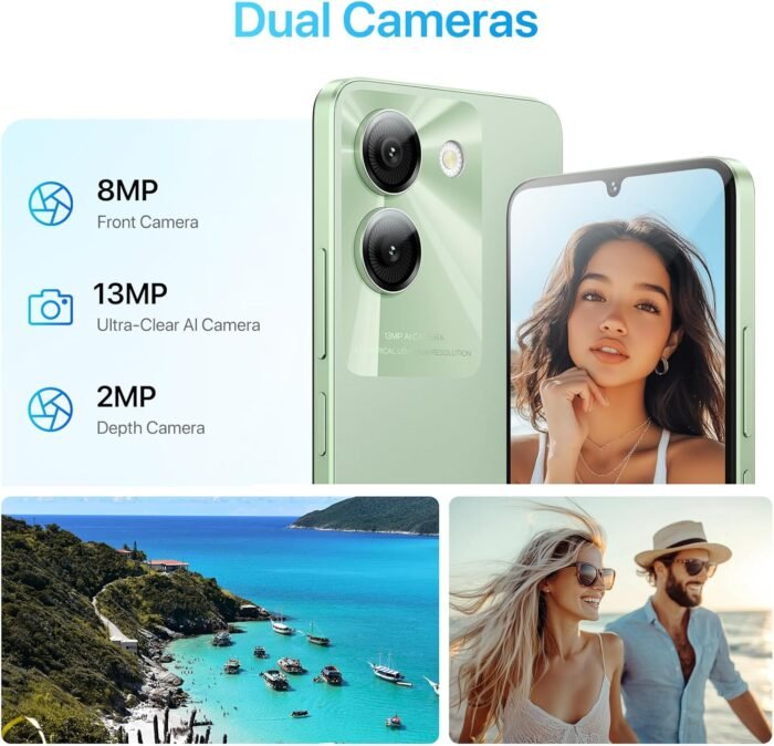 UMIDIGI G9A Cell Phone, Android 14 Go Unlocked Phone, 8GB+64GB/TF 1TB Expend Octa-Core, 4G Dual SIM Card, 3.5mm Headphone Jack Phones 6.75"HD+Display AI Face Unlock Android Phone, 5000mAh, GPS(Green) - Image 4