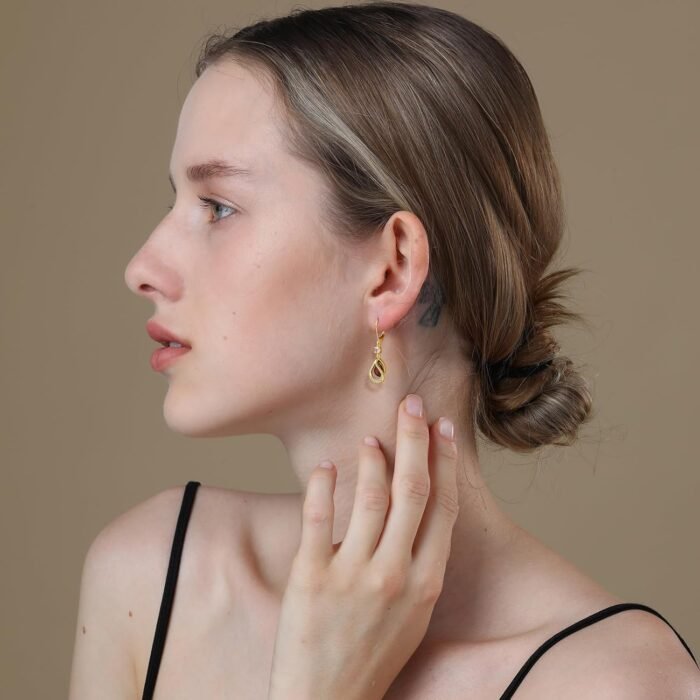 Dangle Earrings Trendy Leverback Birthstone Earrings 14K White Gold Teardrop Dangle Earrings Fine Jewelry Birthday Gifts for Women - Image 3