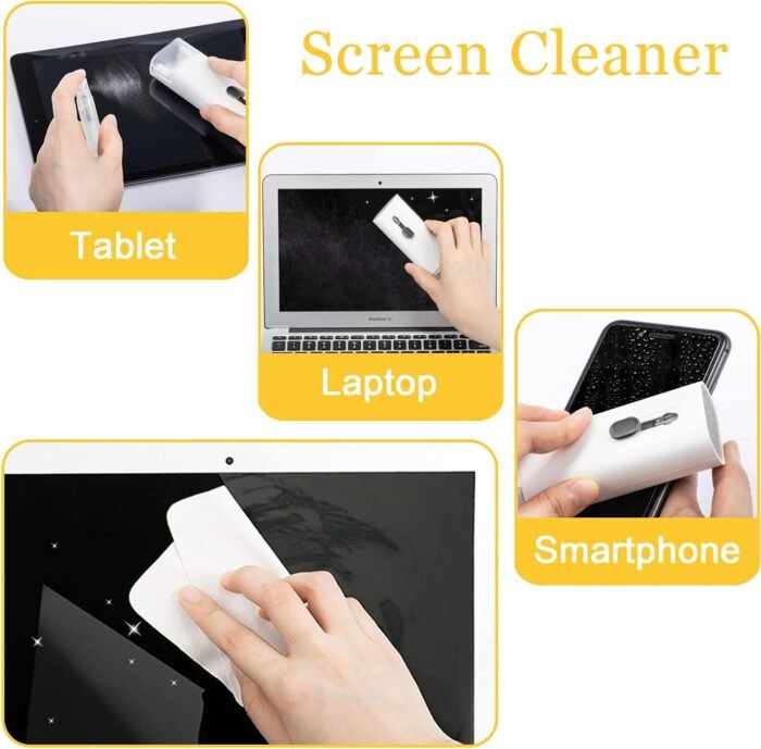 Walrfid Airpods Electronic Screen 7 in 1 Cleaner Kit Laptop Keyboard Cleaning Tool for ipad/iwatch/Computer/Phone/MacBook with 5ml Touchscreen Cleaners Mist (Grey) - Image 5