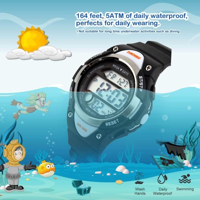 cofuo Boys Girls Sport Digital Watch, Kids Outdoor Waterproof Electronic Watches with LED Alarm Stopwatch - Image 4