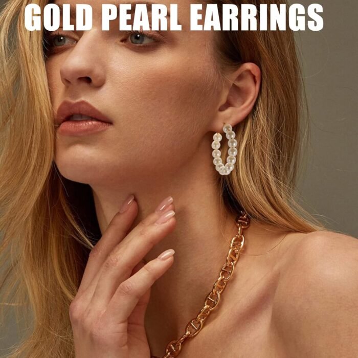 FAXHION 36 Pairs Gold Earrings Set for Women, Fashion Pearl Chain Link Stud Drop Dangle Earrings Multipack Hoop Earring Packs, Hypoallergenic Earrings for Birthday Party Jewelry - Image 3
