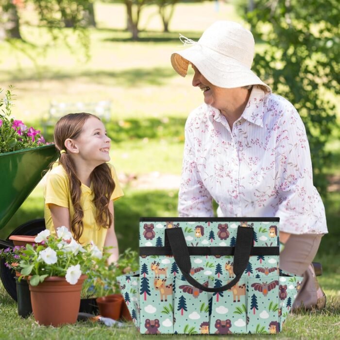 Garden Tote Bag Organizer, Garden Bags for Tools, Portable Garden Tool Bags Cute Storage with Pockets & Handle, Multi-Pocket Gardening Tote Organizer for Outdoor Garden Lawn Yard - Image 6