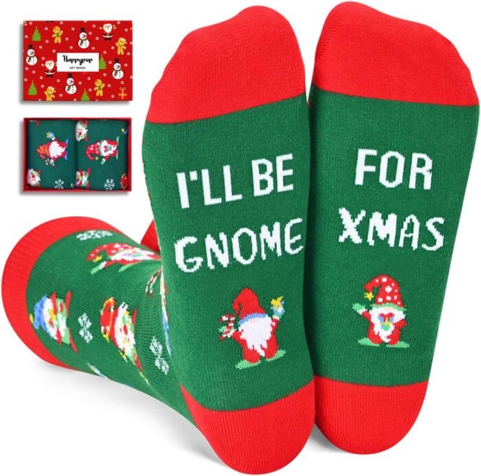 HAPPYPOP Christmas Gifts Stocking Socks for Men Women - Secret Santa Socks Gonme Gifts, Xmas Stocking Stuffers for Teens