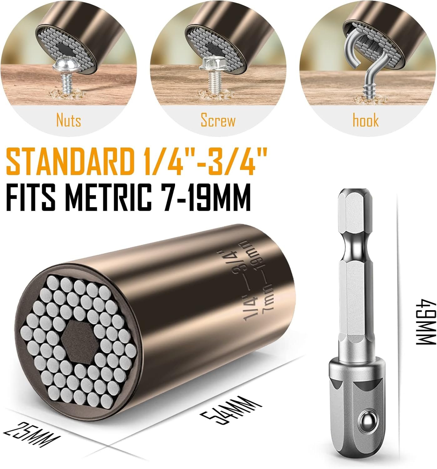 Lenski Stocking Stuffers for Adults Men, Super Universal Socket Gifts for Men, Christmas Gifts for Men, Mens Gifts for Dad Him Grandpa, Dad Gifts for Men Who Have Everything Cool Stuff Gadgets for Men - Image 2