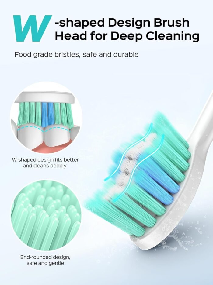 COSLUS Electric Toothbrush for Adults and Teen: Wireless Rechargeable Tooth Brush for Adult and Teen Youth with Portable Travel Case, 5 Modes 47000 VPM Power Toothbrushes 6 Brush Heads White - Image 6