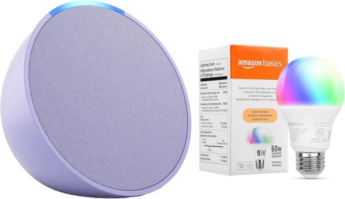 Echo Pop with Amazon Basics Smart Color Bulb - Image 2
