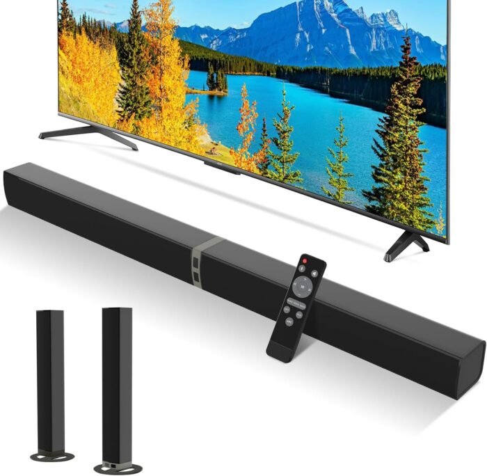 MZEIBO TV Sound Bar, Sound Bars for Smart TV, Bluetooth 5.0 Soundbar 60W 32Inch Detachable Soundbars with HDMI-ARC/Optical/AUX Connection, TV Speakers Soundbar for Home Theater Audio