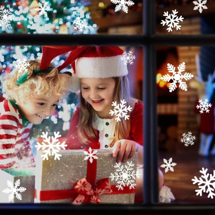 LUDILO 135Pcs Christmas Window Clings Snowflakes Window Decals Static Window Stickers for Christmas Decorations Window Décor Ornaments Xmas Party Supplies Thanksgiving Party Décor - Image 2