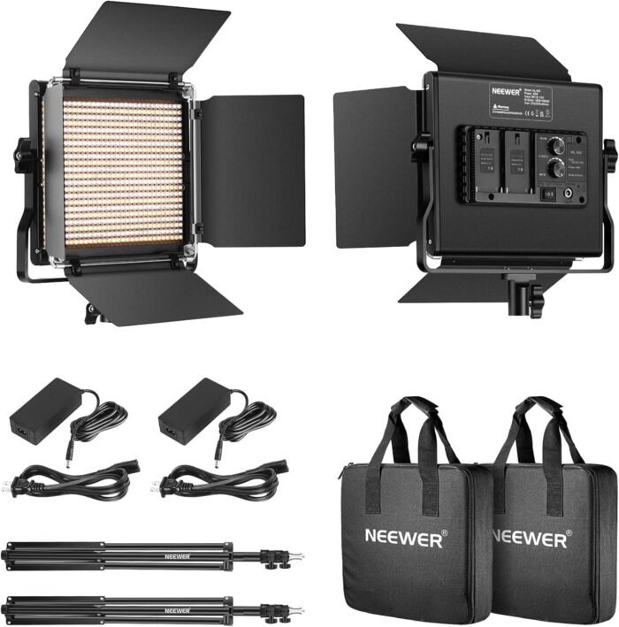 NEEWER 2 Pack Bi Color 660 LED Video Light and Stand Kit: (2) 3200-5600K CRI 96+ Dimmable Light with U Bracket and Barndoor, (2) 75 inches Light Stand for Studio Photography, Video Recording (Black) - Image 9
