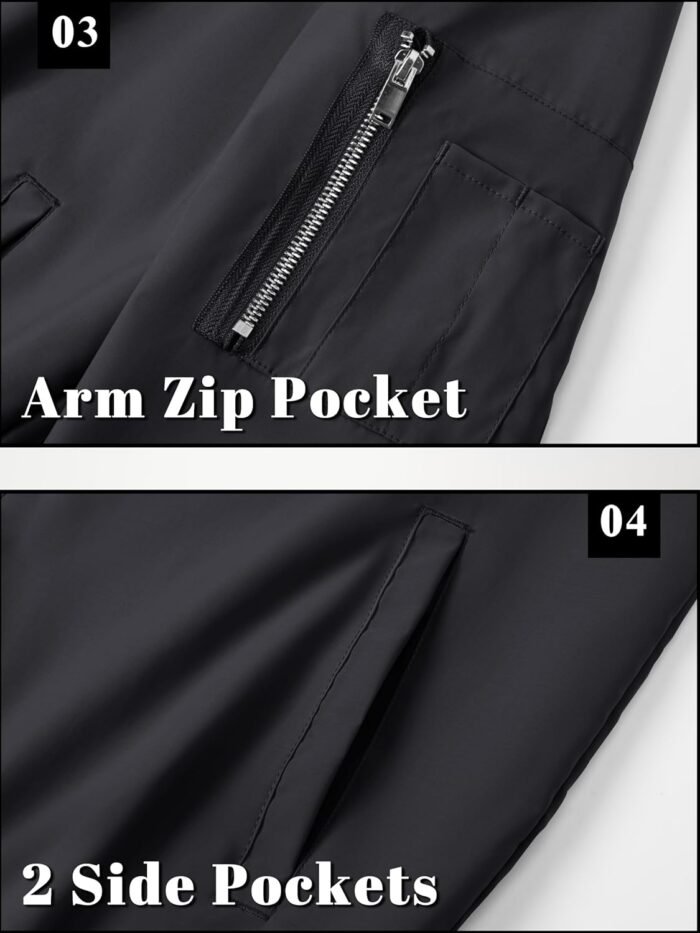 TACVASEN Men's Bomber Jacket Lightweight Casual Spring Fall Windbreaker Zip Up Coat with Pocket - Image 6