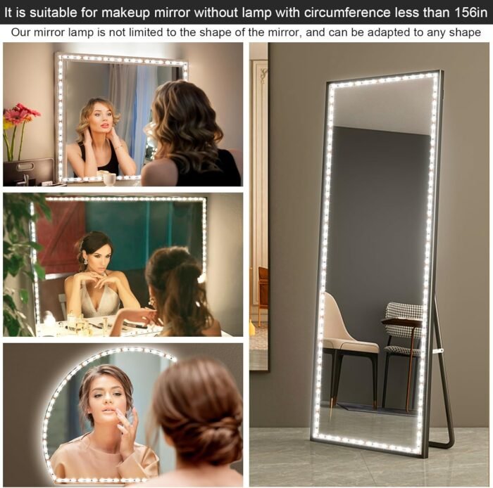 LED Vanity Mirror Lights for Makeup Dressing Table Vanity Set 13ft Flexible LED Light Strip Kit 6000K Daylight White with Dimmer and Power Supply, DIY Mirror, Mirror not Included - Image 6